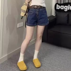 빛채운 여름 여성용 데님 A라인 슬림핏 핫팬츠 와이드 배라인 하이웨스트 빅사이즈 반바지 몸매 OPH2