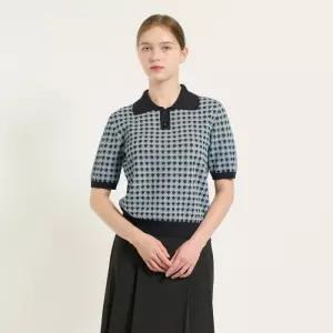 BCBG 스켈럽 자카드 카라넥 니트 B5C8K422 DG 1260677