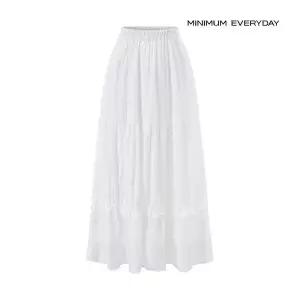 미니멈 에브리데이 프릴 티어드 레이스 배색 허리 밴딩 롱 스커트 EC2WH018D 1258465