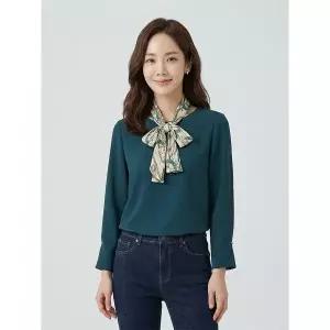 꼼빠니아스카프 배색 블라우스CW22BW9001513C