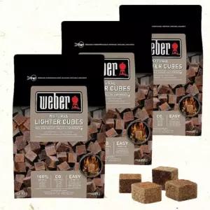 Weber 바베큐 착화제 점화큐브 점화통 박스 캠핑 큐 3팩 히코리 맛