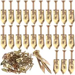 80pcs 자체 드릴링 드라이월 앵커 튼튼한 나사 및 키트 액자 커튼용 금속 TV 선반 - 금색(드릴 벽 구멍 없음 40세트) Gold-80pcs-A