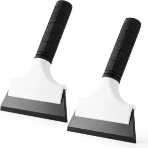 고마케 2PCS 소형 고무 스퀴지 스 스크레이퍼 창문 샤워 유리문용 자동 물날 자동차 앞유리 거울 욕실 조리대 청소(블랙) Black