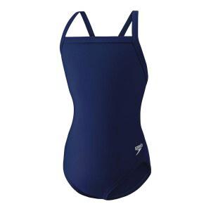 Speedo 여아용 수영복 원피스 PowerFlex 플라이백 단색 청소년 팀 색상