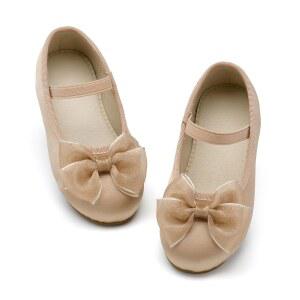 ESTINE Mary Jane Shoes for Toddler Little Kid Girls- Girl Bow Dress Ballet Flats(E532-Champagne,Todd