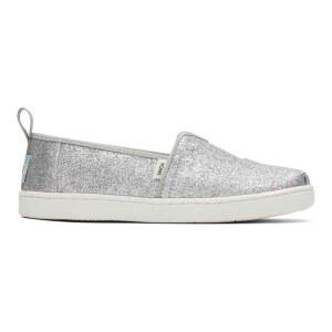 TOMS 여아용 글리터 알파르가타 로퍼 플랫, 실버 글리터, 6 대아