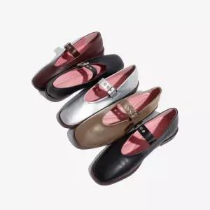 코모레비 뮤지엄 정상가:124,000원 KM098 핸드메이드 아일렛 레더 버클 메리제인 플랫슈즈 l 3Colors 95547