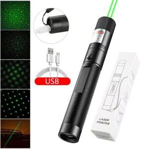 USB 충전 303 포인터 장거리 손전등 배터리 녹색 야외 내장 레이저