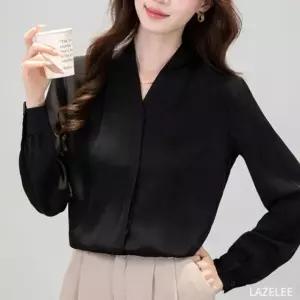 레이즐리 블랙 브이넥 블라우스 봄옷 여성블라우스 화이트블라우스 흰색블라우스 여자블라우스 하객룩