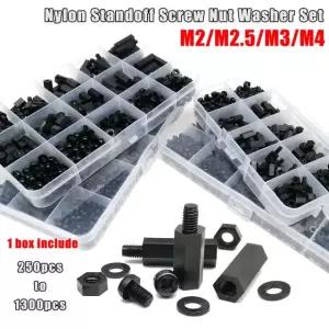 M2 M3 M4 검정색 플라스틱 나일론 절연 육각 스탠드오프 컬럼 기둥 나사 스페이서 M3 250pcs