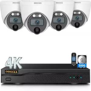4K 유선 CCTV 카메라 시스템 8CH HD DVR 키트 방수 커넥터가 있는 4X 돔 IP66 실내 실외 65피트 적외선