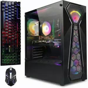 STGAubron 사전 제작 게이밍 PC 라데온 RX 580 8G AMD 애슬론 3000G 3.5G 16G DDR4 512G SSD WiFi 6 BT 5.0