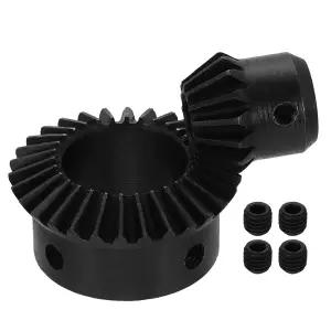 uxcell 2Pc 테이퍼드 베벨 기어 세트 1.5 모드 1 2 15T/30T 하든 스틸 스트레이트 90도 스티어링 모터