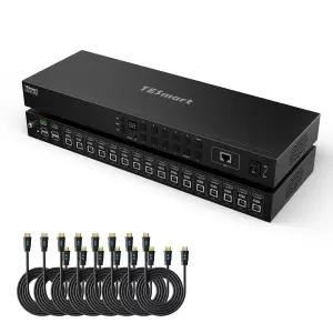 TESmart 16포트 HDMI KVM 스위치 4K@30Hz 16X1 1U 랙 마운트 USB2.0 EDID 에뮬레이터 8개의 5피트 케이블