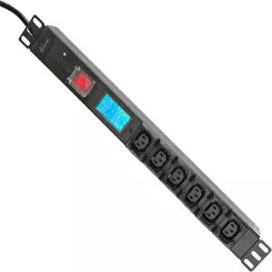 19인치 6C13 미터링 PDU 랙 마운트 전원 분배 장치 110-250V 15A 1U 서지 프로텍터 스트립 파워 및 OLED
