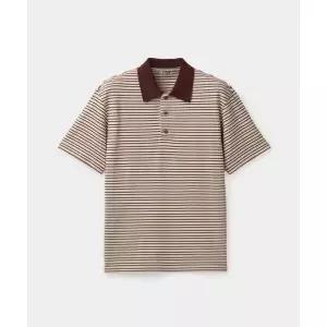 COOR 멀티 핀 스트라이프 폴로 셔츠 (브라운) 182470
