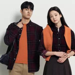 빈폴 멘 남녀공용 코듀로이 체크 셔츠 레드 BC5964C326 C