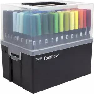 Tombow 5679 듀얼 브러시 펜 아트 마커 케이스 08색 세트 블렌딩 가능 및 파인 팁