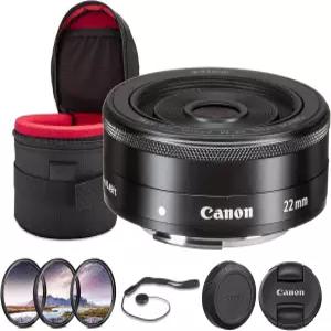 EFM 22mm f/2 STM 번들 빠른 조리개 부드러운 오토포커스 및 경량 팬케이크 디자인 여행 거리 사진용