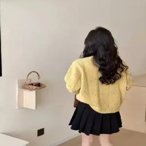 팔콘 여사친 여성 니트 쫀쫀톱 가디건 스웨터 펀칭 라운드 루즈핏 레이스 카디건 집업 소프트 KKE1