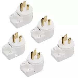 직각 네마 55P 5A 25V AC 플러그 ETL 쉬운 조립 90도 남성 DIY 재사용 가능 2 방향 조절 커넥터 흰색 5팩