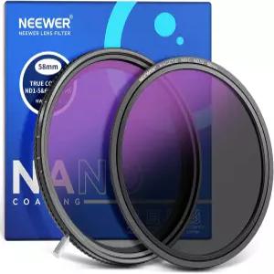 ER HD 트루 컬러 58mm 가변 ND 필터 스톱 VND 및 마그네틱 다중 코팅 중성 밀도 색상 이동 없음/X 크로스