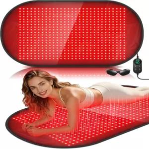 43인치 x 26인치 대형 적색광 매트 접이식 580 LED 660nm 및 근적외선 패드 조절 가능한 090분 자동 머