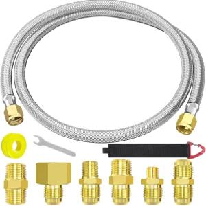 MEFUN 6피트 고압 땋은 프로판 호스 연장 컨버전 커플링 3 /8인치 플레어에서 2인치 여성 NPT 4인치 남성