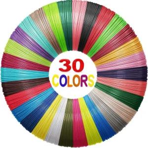 융든 3D 펜 필라멘트 리필 30가지 색상 75mm PLA 연필 스레드 각 0피트 300피트 SCRIB3D MYNT3D 및 PIKA3D