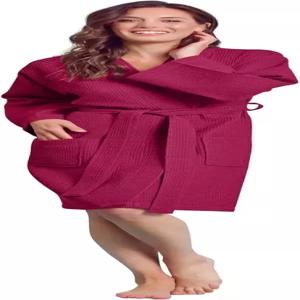 소프트 터치 린넨 여성용 기모노 와플 로브럭셔리 흡수성 퀵 드라이 코튼 폴리에스터 블렌드 (화이트