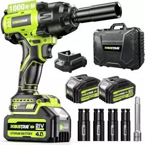 로버스트루 무선 임팩트 렌치 738피트 000Nm 고토크 브러시리스 건 2개 40Ah 배터리 2V Max 고속 충전기 4
