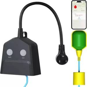 섬프 펌프 알람 WiFi 작동 콘센트가 있는 스마트 고수위/저수위 앱 알림 내장 백업 배터리 0dB 사이렌