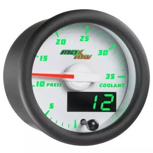 MaxTow 더블 비전 35 PSI 냉각수 압력 게 키트 전자 센서 화이트 면 녹색 LED 조명 다이얼 아날로그 및