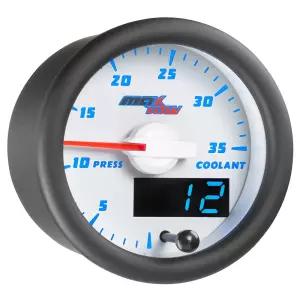 MaxTow 더블 비전 35 PSI 냉각수 압력 게 키트 전자 센서 화이트 면 블루 LED 조명 다이얼 아날로그 및