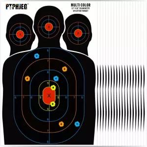 PTPHJEG 0 /25 /50 패킷 범위 사냥용 대량 붉은 불스가 있는 실루엣 세 목표 지점(2x8 인치)을 위한 종이