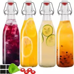 제베유 32 맥주병 양조용 가 있는 스윙탑 글라스 콤부차 병 스무디 케피르 맥주 소다 주스 오일 물 우유