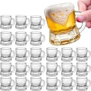INFTYLE 맥주잔 샷 글라스 2 스타인 미니 메이슨 클리어 머그잔 작은 주스잔 음용 맥주 축제 시음용 24팩2