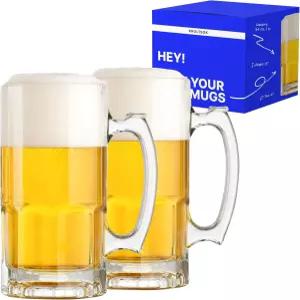 프롤리소크 유리 맥주 머그잔 손잡이 u203 34 fl oz L 루트 크고 스타인 남성 아버지 남자친구 아빠를 위한