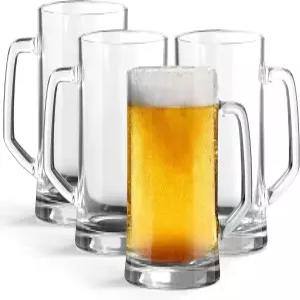 KooK 맥주잔 4 27 잔 세트 투명 남성용 선물 손잡이 차 커피 루트 용 큰 음용컵 식기세척기 및 냉장고 안전