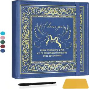 CWEGSJ 웨딩 사진 앨범 3x5 4x6 5x7 DIY 메모리 가죽 커버 결혼 선물 약혼 스크랩북 Choose YouDark Blue
