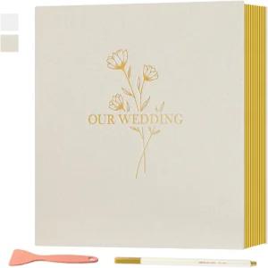 랜프 웨딩 셀프 접착 사진 앨범 스크랩북 80페 린넨 DIY 스티키 마그네틱 페에는 결혼식용 5x7 A4 A5