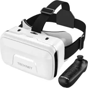 컨트롤러가 있는 휴대폰용 테크넷 VR 셋 HD 0°FOV 블루 라이트 및 조절 가능한 기어가 장착된 가상 현실