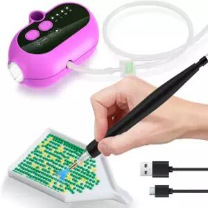 전기 다이아몬드 페인팅 펜 진공 아트 필요 없음 충전식 조절 가능한 흡입력 LED 조명 조용하고 가벼운