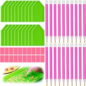 60PCS 다이아몬드 아트 페인팅 도구 20 드릴 펜 그립 트레이가 있는 5D 액세서리 키트 DIY 공예품