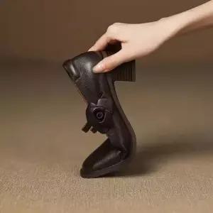 엘럽 여사친 여름 가을 미들 펌프스 힐 키높이 하이힐 슬림 양가죽 메리제인 가죽 리얼 누벅 통굽 원템2