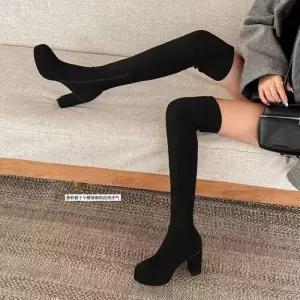 엘럽 여성 롱 스판 슬림 플랩 부츠 다리 우먼 힐 하이힐 원템5