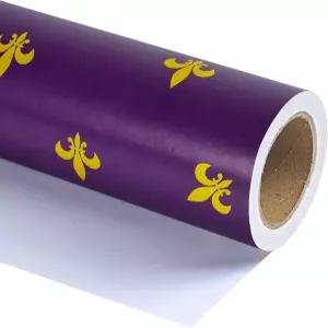 WRAPAHOLIC Mardi Gras 포장지 미니 롤 7인치 x 33피트 파티를 위한 골드 플뢰르 드 리스 디자인 홀리데이