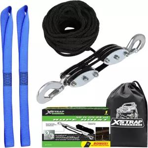 XSTRAP 표준 헤비 듀티 2000LB 파손 강도 50피트 로프 호이스트 금속 휠 링 구조 작업 하중 블록 및 태클