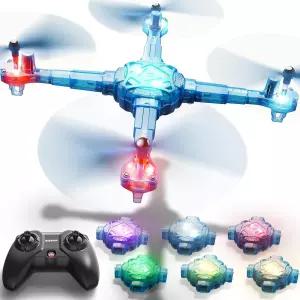 SYMA 미니 드론 82 탈착식 팔 고도 고정 및 리스 모드가 있는 RC 헬리콥터 7색 조명이 쿼드콥터 배터리 2개