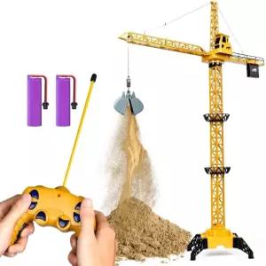 DIY 합금 4채널 RC 타워 크레인 배터리 2개가 장착된 504인치 리모컨 LED 조명이 회전 트 건설 차량